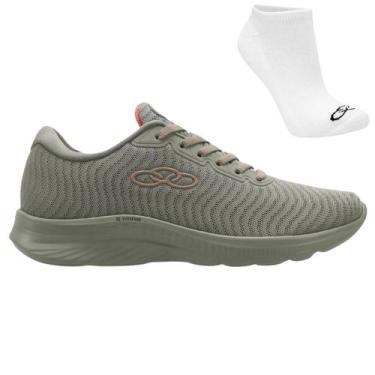 Imagem de Kit Tênis Olympikus Atmos Feminino e Meia, 38, Cinza escuro, Feminino