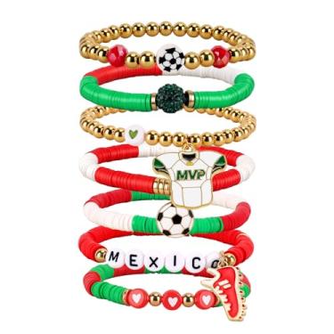 Imagem de Amaiir Pulseira de futebol para mulheres, acessórios e roupas para mães para o dia do jogo, joias esportivas, presentes para fãs, pulseiras elásticas com berloques, itens essenciais para equipes, One