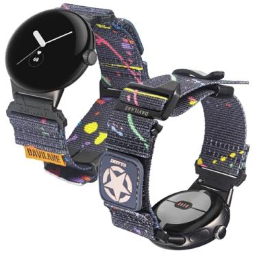 Imagem de DAVILANE Pulseira de relógio de nylon tática militar para Google Pixel Watch – Pulseira de troca rápida com adesivos intercambiáveis e gancho G para Pixel/Pixel 2 / Pixel 3 de 41 mm / Pixel 3 de 45 mm