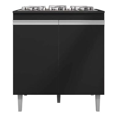 Imagem de Balcão Cooktop 80cm Andréia 1 Porta Ajl Móveis Preto