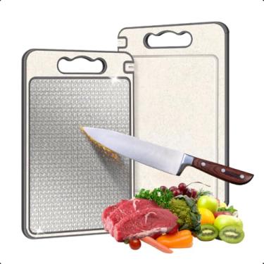 Imagem de Tábua De Corte Higiênica Antibacteriana Dupla Face Aço Inox X-Matte