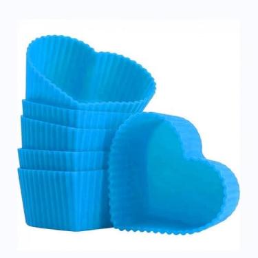 Imagem de Kit 12 Formas Coração 7x4.5x3.5cm Silicone Mini Bolos Cupcake Pudim Gelatina Multicolorido Utensilio De Cozinha Multiuso(1 EMBALAGEM (12 UNI))