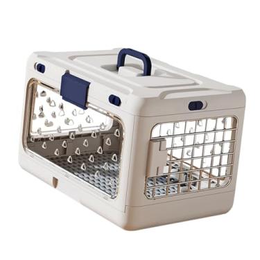 Imagem de Bothyi Caixa de transporte para gatos e cachorros dobrável, transparente, para viagem, canil portátil, gaiola de viagem para cães e coelhos, Branco