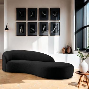 Imagem de Divã Recamier Orgânico França 250cm Lado Direito Linho Preto