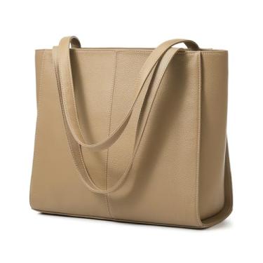 Imagem de UEIRY Bolsa feminina de couro legítimo, bolsas de ombro femininas grandes, bolsas de mão com compartimentos, Cinzento-acastan, Large