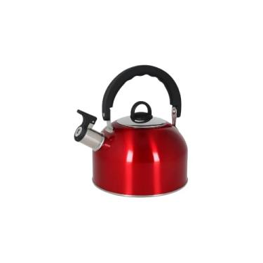 Imagem de Chaleira com Apito Inox, 2,5 Litros, Aço Inoxidável e Plástico, Azul e Vermelha Sortida, 13cm x 19cm