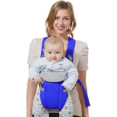 Imagem de Canguru para Bebês – Porta Bebê Confortável e Seguro com Apoio de Cabeça, Babador Removível e Alças Acolchoadas (Azul)