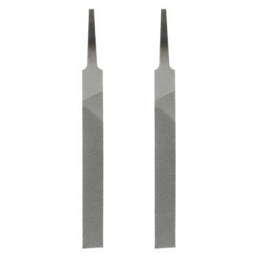 Imagem de HARFINGTON 2 limas planas de corte grosso de 10 cm com dentes de corte duplo de aço de alto carbono sem alça para remoção de rebarbação de madeira de metal