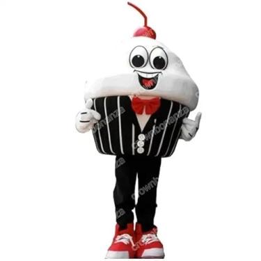 Imagem de Fantasia divertida de mascote de cupcake, fantasia de personagem de desenho animado de Halloween, roupa de festa ao ar livre, anúncio promocional unissex (conforme mostrado, GG)