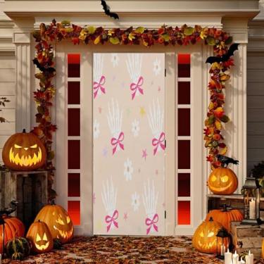 Imagem de Wassud Mãos de esqueleto com laços, decoração de porta, faixa externa, interior, varanda, decoração de casa, grande decoração de porta da frente 96 x 98 polegadas