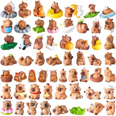 Imagem de Nosiny 70 peças de mini capivara, pequenos animais de resina, capivara pequena para casa de bonecas, topo de bolo, painel de carro, acessórios de jardim de fadas, bonsai, miniatura, decorações de