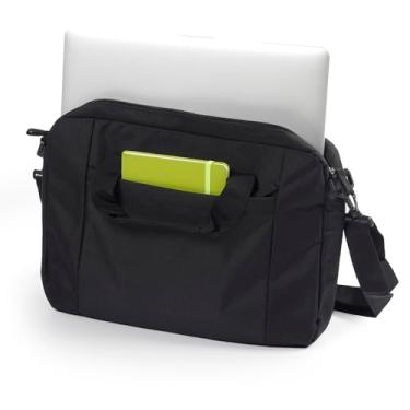 Imagem de Porta Notebook 15.6" Premium Tecido Poliéster - Pasta Executiva Reforçada Forrada - Alça de Mão e Ombro - Bolso Lateral - Maleta Leve e Resistente para Laptop (Preto)