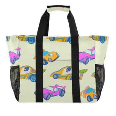 Imagem de Kigai Sacolas de mercearia reutilizáveis, carrinhos pequenos, grande, sacola de compras resistente à água, bolsa de piscina dobrável para roupas, sapatos e piqueniques