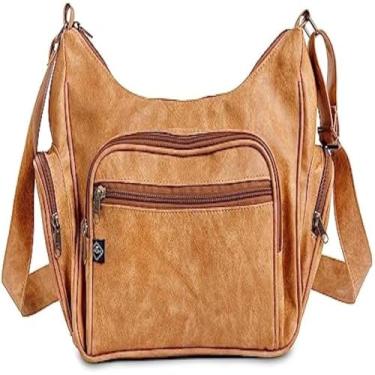 Imagem de Bolsa, feminina, transversal, com alca em corda, cor caramelo, e pratica, resistente, macia
