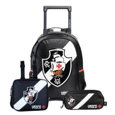 Imagem de Mochila Rodas Lancheira Térmica Estojo Vasco da Gama Futebol