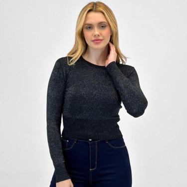 Imagem de Blusa de Lã Blue Rose com Fio Lurex Feminina-Feminino