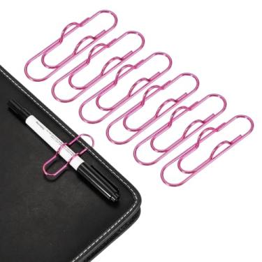Imagem de PATIKIL Suporte de clipe de caneta para notebook, 6 peças de clipes de caneta de metal, rosa