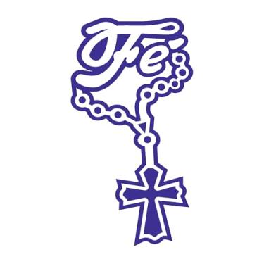 Imagem de Adesivo Fé com Terço Cristão Decoração para parede, notebook, carros, caminhão vários tamanhos e cores (AZUL MARINHO, 8X14,9CM)