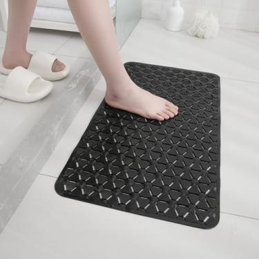 Imagem de Tapete Antiderrapante para Box Banheiro com Ventosas 40x70cm – Tapete de Chuveiro Massageador para Pés Segurança Antiescorregante (Preto Cilicone)