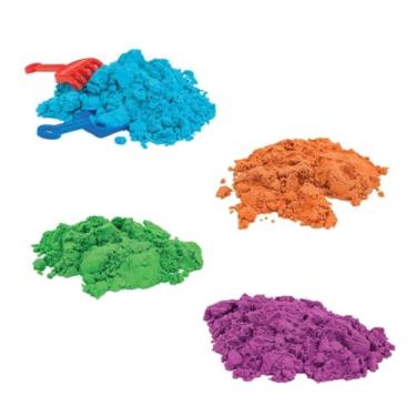 Imagem de Kit Areia de Modelar com Acessórios, 300g, 2 Cores, Azul e Laranja, com Dinossauros e Pá, Educativo, para Crianças a partir de 3 Anos