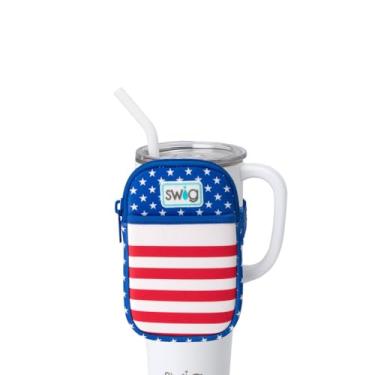 Imagem de Swig Life Bolsa Mega Caneca, Bolsa para Garrafa de Água com Alça Ajustável, Pochete de Garrafa de Água com Bolso para Telefone com Zíper, Acessórios para Copos (Todas Americanas)