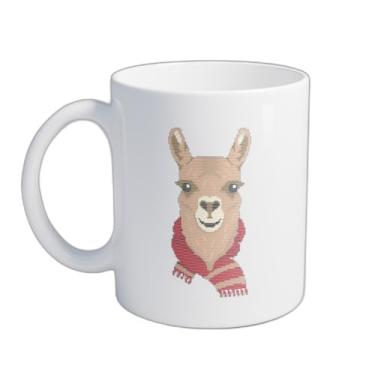 Imagem de Caneca Xícara de Café Porcelana 300ml Desenho Lama Animal Natal