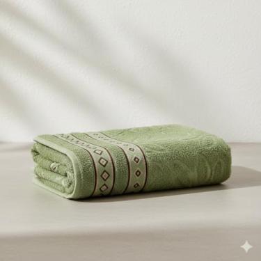 Imagem de Toalha de Banho Felpa 100% Algodão 150cm x 75cm Gramatura 350g/m² - Estampada e Hipoalergênica com Alta Absorção - Verde