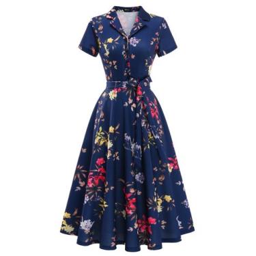 Imagem de Vestido Wedtrend 1940s com decote em V 1950, comprimento de chá WTP300