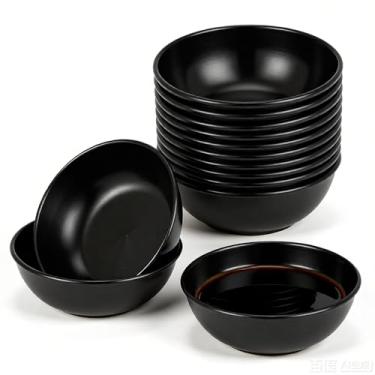 Imagem de ZXBMS Pacote com 12 tigelas pretas de aço inoxidável de 8 cm – Tigelas pequenas para molhos, molho de soja, condimentos, aperitivos, tigela facial para uso em esteticista
