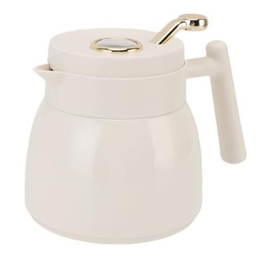 Imagem de Bewinner Bule de chá Térmico Com Filtro, Jarra de café Isolada Em Aço Inoxidável de 880 Ml, Dispensador de Jarra de Bebidas de água Com Display de Temperatura para Suco de Leite, Bebida (leite branco)