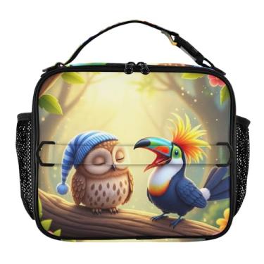 Imagem de Joisal Lancheira divertida de coruja fofa para mulheres, meninas, lancheira masculina e infantil, lancheira para trabalho, bolsa térmica de alimentos portátil para meninos