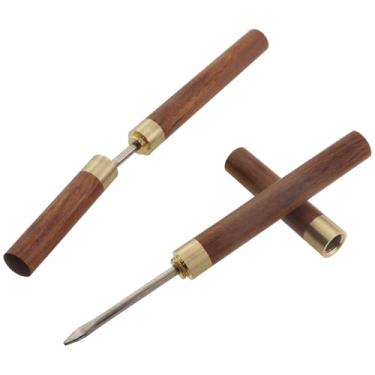 Imagem de CTWHA 2 facas de madeira para chá de 19,8 x 3 x 2 cm, ponta pontiaguda de aço inoxidável e cabo de madeira, capacidade de quebra de gelo, adequada para equipamentos de sala de chá