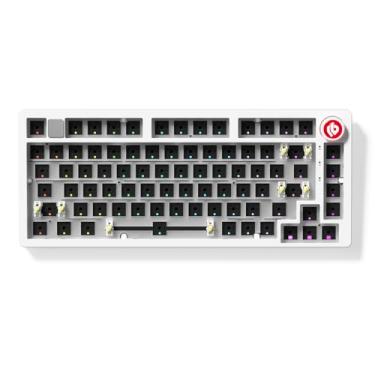 Imagem de CORBOBO LEOBOG Hi75C Kit de teclado mecânico com fio atualizado – Suporte de junta de liga de alumínio 75% Barebones base DIY com Hot Swap, retroiluminação RGB e botão de volume – Teclado para jogos