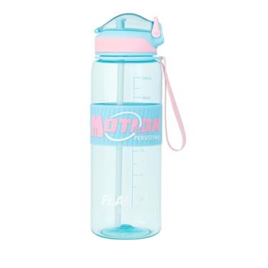 Imagem de Garrafa De Agua Squeeze 800ml com Canudo – Antivazamento, Alça de Mão, PETG Sem BPA – Para Academia, Escola e Uso Diário – Azul