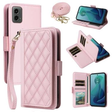 Imagem de Dibosom Capa carteira para Motorola Moto G 5G 2024 Argyle com alça de pulso/ombro compartimentos para cartões, bolsa flip de couro PU de luxo, suporte minimalista acolchoado para celular G5G 5 G G5