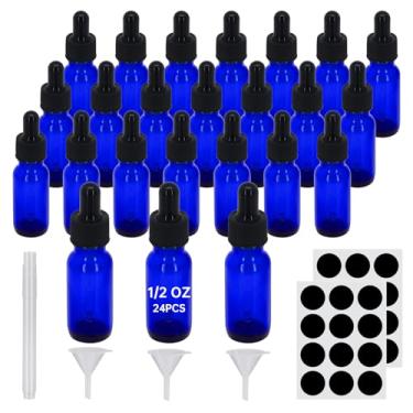 Imagem de REUJIHXY 6 frascos conta-gotas azuis de 15 ml, frascos de tintura com conta-gotas de vidro, para óleos essenciais, aromaterapia, cosméticos, laboratório, farmácia, líquidos, viagens (6)