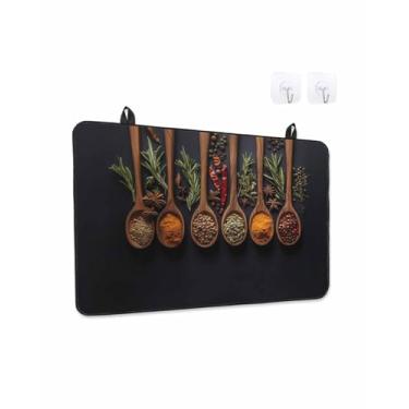 Imagem de Capas de fogão para fogão elétrico 78 x 61 cm, protetor de fogão de vidro resistente ao calor, condimento de cozinha, folhas de pimenta, feijão, cerâmica, fogão, bancada, tapete, cobertura de forno