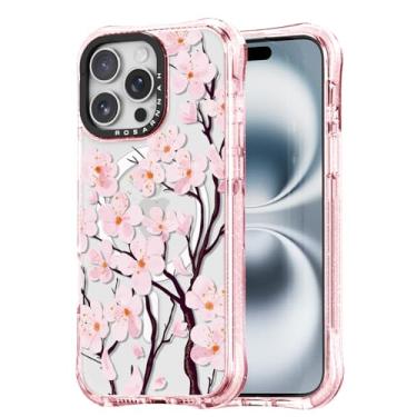 Imagem de Rosarnnah Capa para iPhone 15 Pro Max fofa - compatível com Magsafe - Capa de telefone à prova de choque com proteção contra quedas de grau militar de 6 m - Design engraçado de flor de cerejeira (6,5