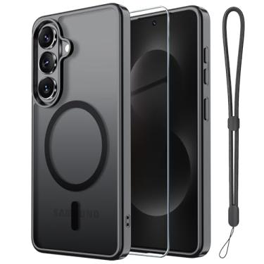 Imagem de Janmitta Capa magnética para Samsung Galaxy S26+ Plus, com protetor de tela, compatível com MagSafe, proteção contra quedas de grau militar, capa de telefone fosca translúcida fina à prova de choque