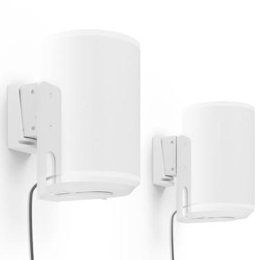 Imagem de PUTORSEN Suporte de parede para alto-falante Sonos Era 100, suporte de prateleira de alto-falante inclinado e giratório para melhor aproveitamento de áudio, gerenciamento de cabos, suporta até 3 kg