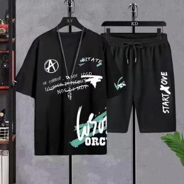 Imagem de Conjunto De Roupas Casuais De Verão Masculinas Oversized Y2K Camiseta 