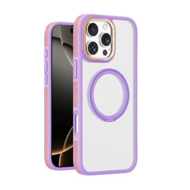 Imagem de HJZSZX Capa protetora magnética com carregamento sem fio para iPhone 16E, capa rígida à prova de choque (para iPhone 16E/roxa)