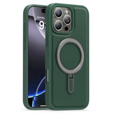 Imagem de SFDSUH Capa de celular dobrável com suporte, carregamento sem fio, em couro PU, com ímã e à prova de choque para iPhone 16e (para iPhone 16e/verde)