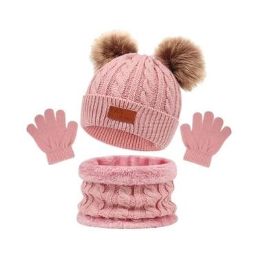 Imagem de Conjunto De Gorro, Cachecol E Luvas De Inverno Para Bebês Com Bola De 