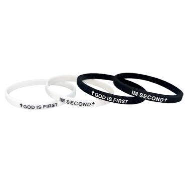 Imagem de CITYBAN GOD IS FIRST, I'M SECOND Pulseiras de silicone, pulseira inspiradora de versos da Bíblia Pulseira motivacional de fé religiosa, pulseiras unissex com cruz de escritura, pulseiras motivacionais