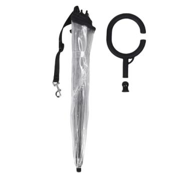 Imagem de Guarda-chuva para animais de estimação com trela transparente em forma de C Alça confortável de 27,56 pol. de diâmetro Guarda-chuva de chuva para cães para caminhadas ao ar livre