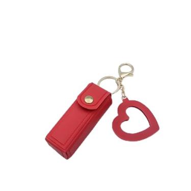 Imagem de Bolsa de batom portátil, carteira, porta-chaves, mini bolsa de armazenamento para mulheres, batons, capa protetora com mini espelho de maquiagem, estojos de viagem para mulheres (vermelho)