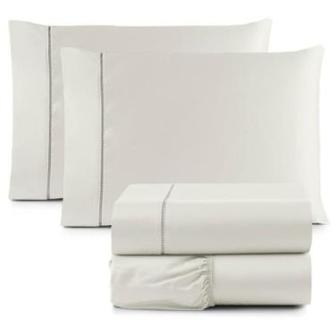 Imagem de Jogo Lençol cama Casal 400 Fios 4 Peças algodao com elastico - Rafalor