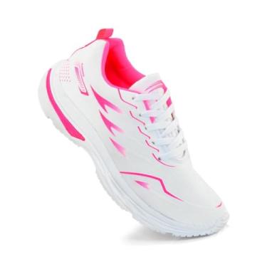 Imagem de Tênis Feminino Esportivo Infily para Caminhada Corrida Treino Academia Crossfit Leve com Sola em Micro Expandido Cano Baixo Respirável Resistente à Água (Branco/Pink, BR, Adulto, Numérico, M, 38)