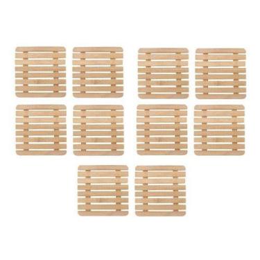 Imagem de Yangzi Descansos De Panela De Bambu Quadrados 17cm 10 Unid Bambu